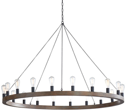 Generation Lighting Avenir 60" 20-Light Weathered Oak Ring Chandelier