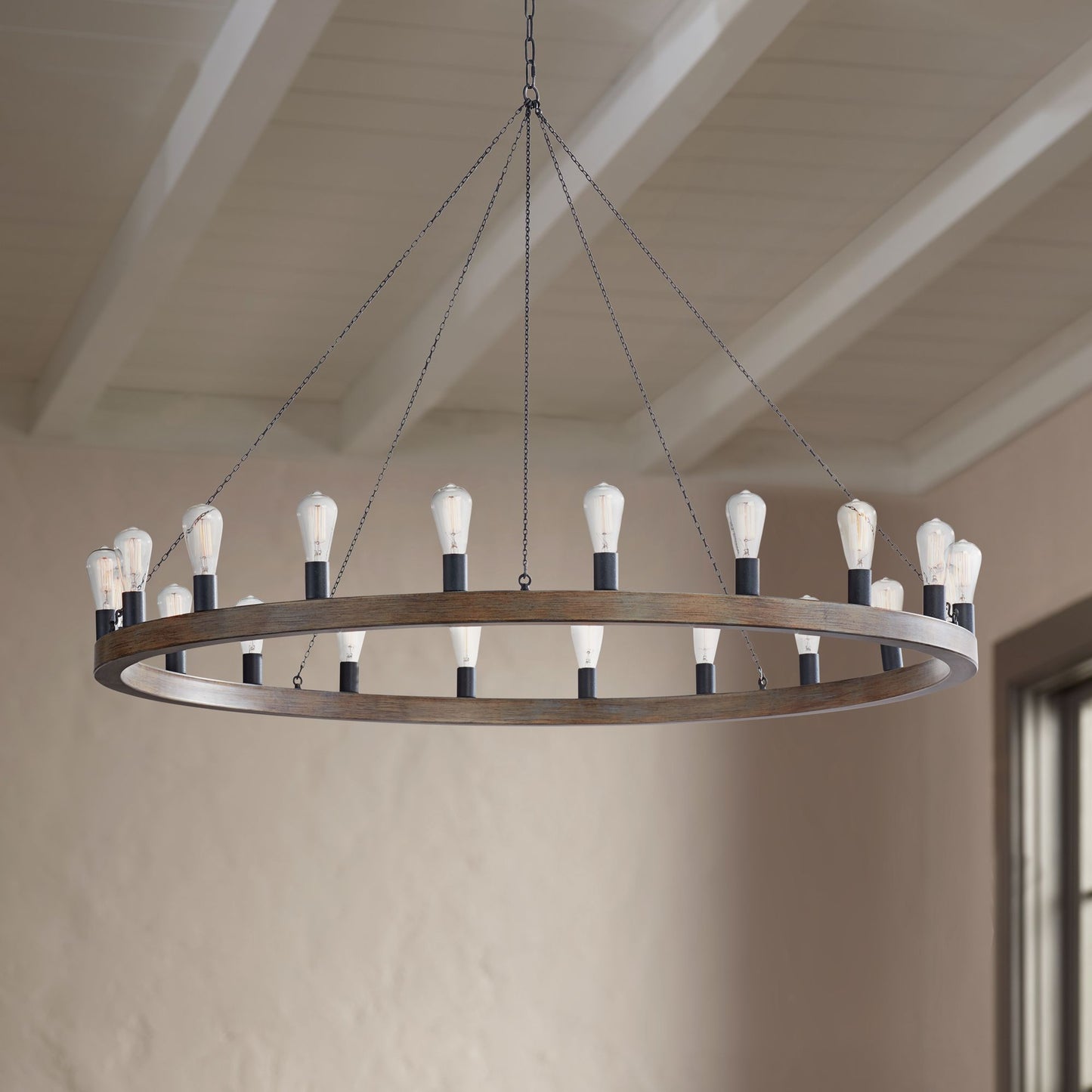 Generation Lighting Avenir 60" 20-Light Weathered Oak Ring Chandelier