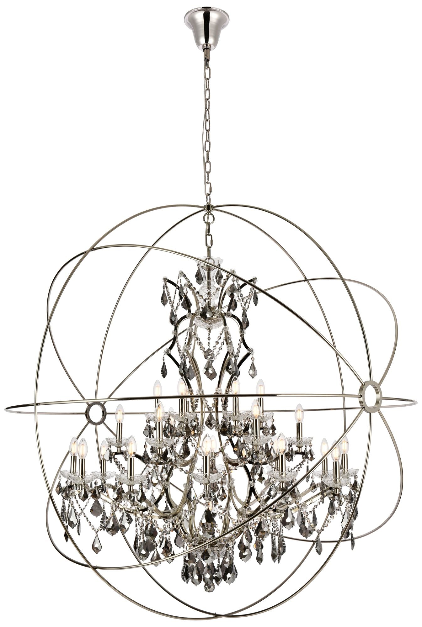 Geneva 25 Lt Polished Nickel Chandelier Silver Shade (Grey)