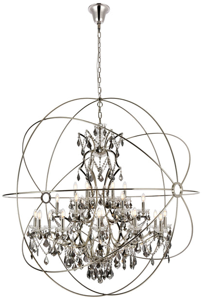 Geneva 25 Lt Polished Nickel Chandelier Silver Shade (Grey)