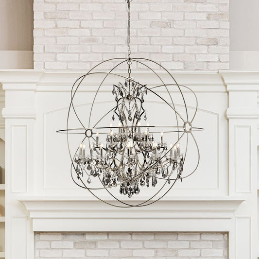 Geneva 25 Lt Polished Nickel Chandelier Silver Shade (Grey)