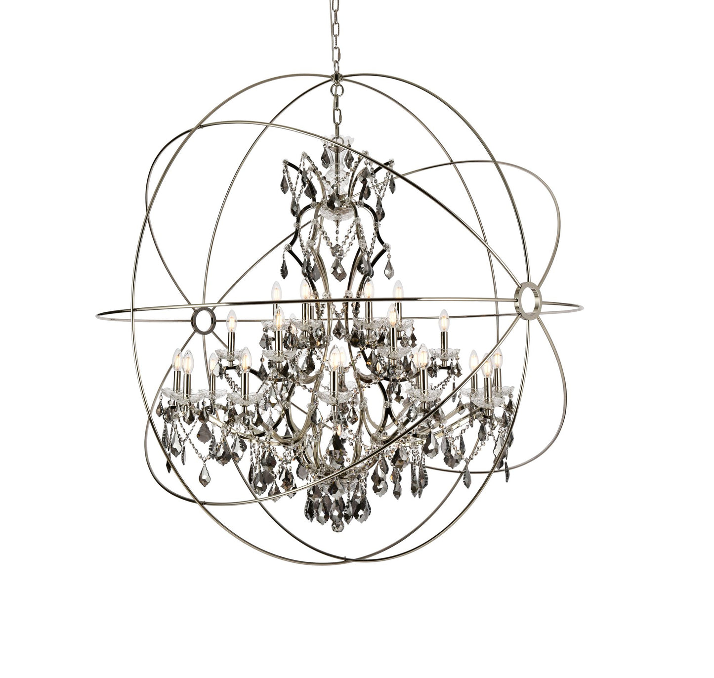 Geneva 25 Lt Polished Nickel Chandelier Silver Shade (Grey)