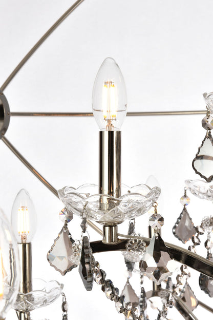 Geneva 25 Lt Polished Nickel Chandelier Silver Shade (Grey)