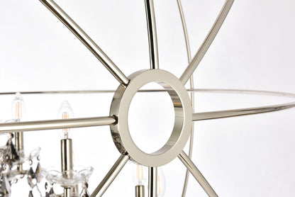 Geneva 25 Lt Polished Nickel Chandelier Silver Shade (Grey)