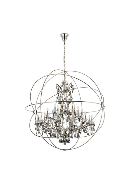 Geneva 25 Lt Polished Nickel Chandelier Silver Shade (Grey)