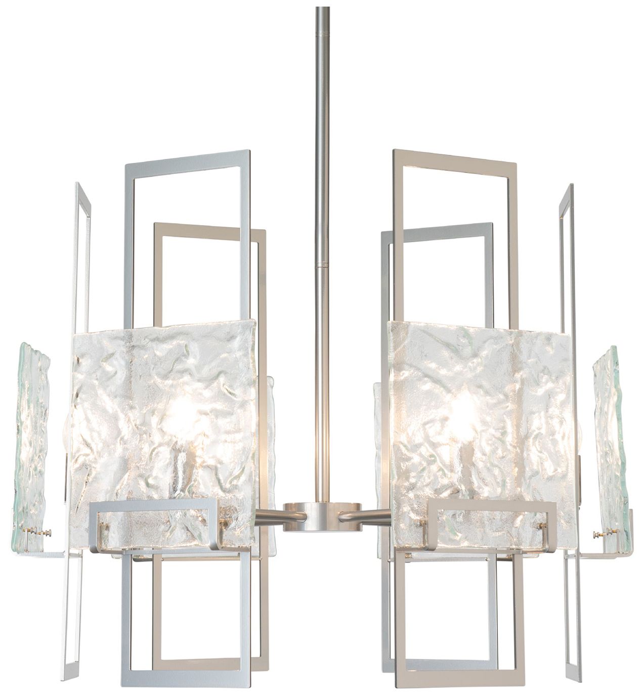 Geo 31.3" Wide 6-Light Sterling Pendant With Clear Glass Shade