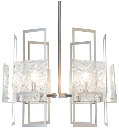 Geo 31.3" Wide 6-Light Sterling Pendant With Clear Glass Shade