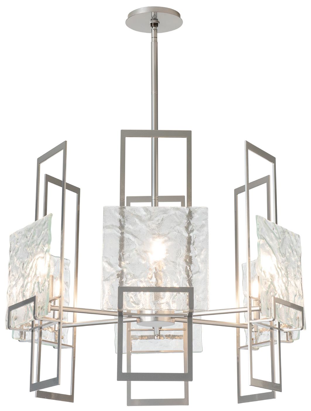 Geo 31.3" Wide 6-Light Sterling Pendant With Clear Glass Shade