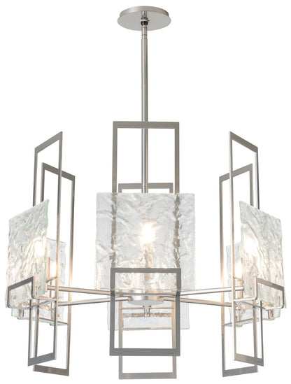 Geo 31.3" Wide 6-Light Sterling Pendant With Clear Glass Shade