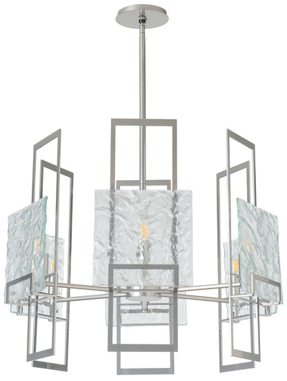 Geo 31.3" Wide 6-Light Sterling Pendant With Clear Glass Shade