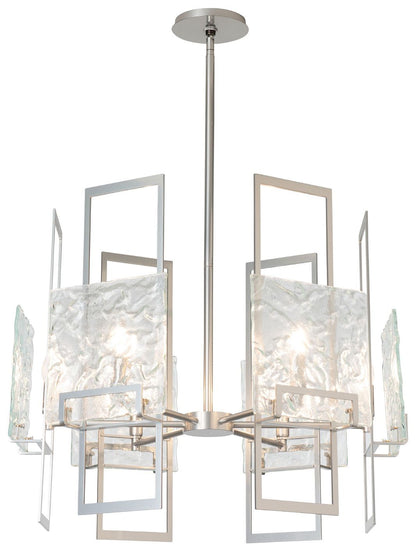 Geo 31.3" Wide 6-Light Sterling Pendant With Clear Glass Shade