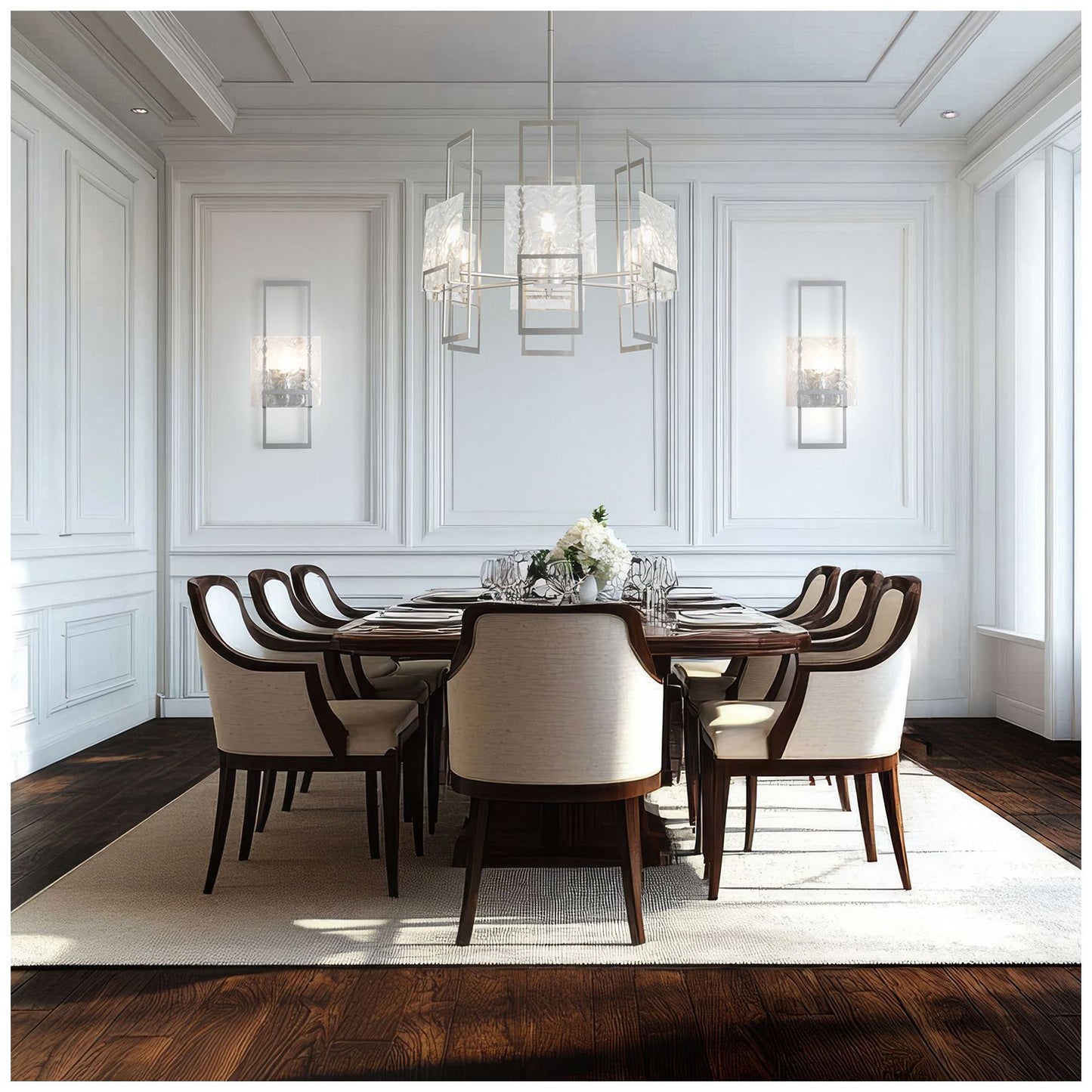 Geo 31.3" Wide 6-Light Sterling Pendant With Clear Glass Shade