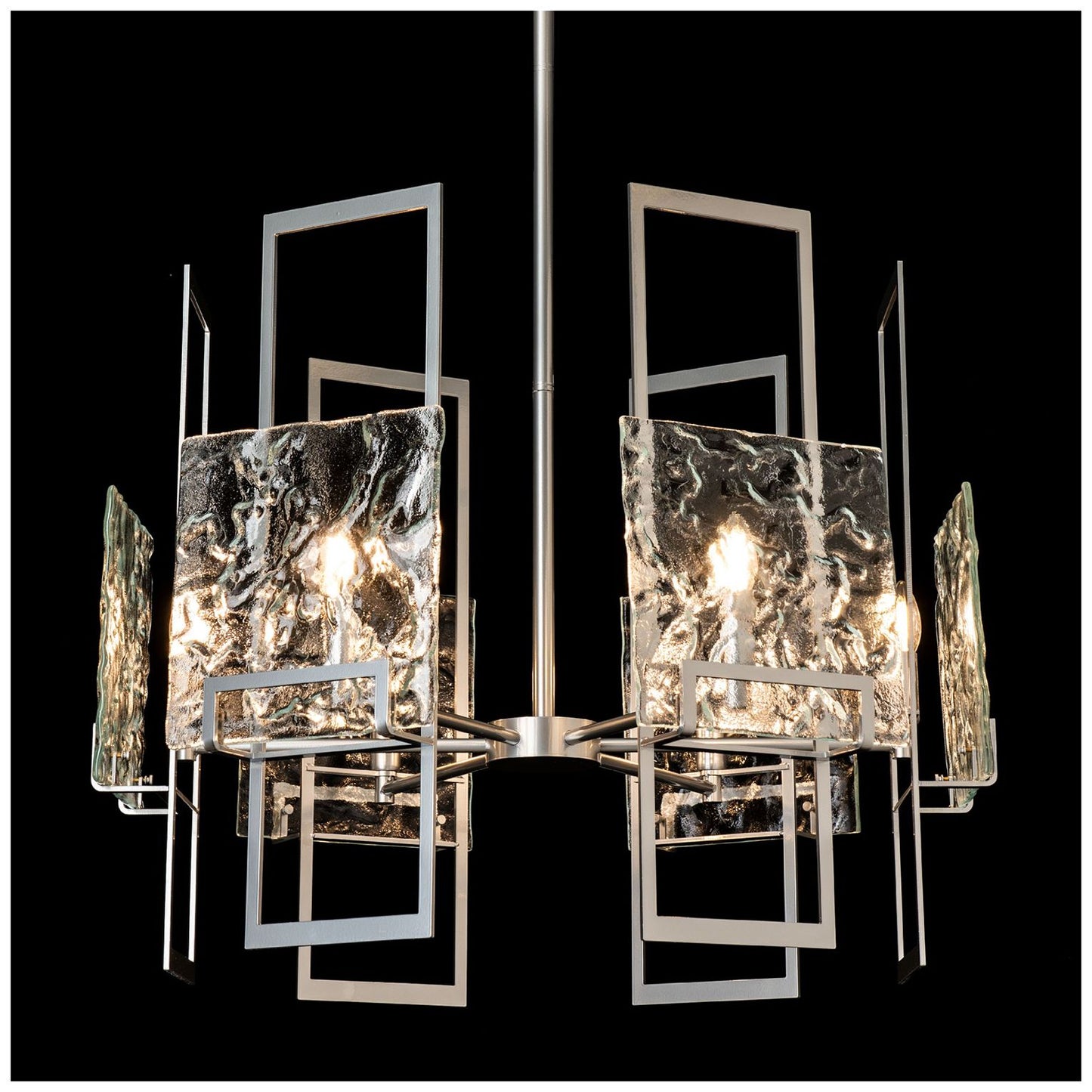 Geo 31.3" Wide 6-Light Sterling Pendant With Clear Glass Shade