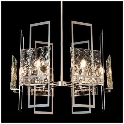 Geo 31.3" Wide 6-Light Sterling Pendant With Clear Glass Shade