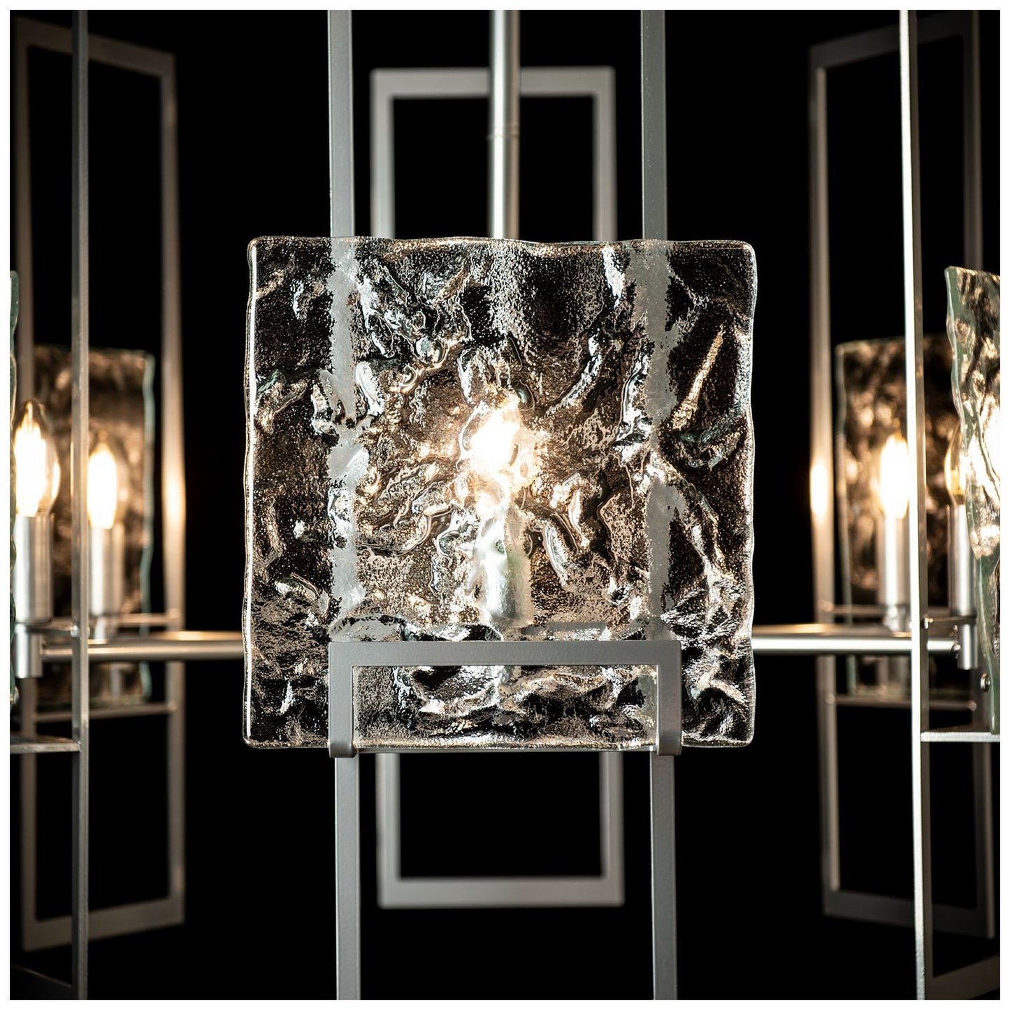 Geo 31.3" Wide 6-Light Sterling Pendant With Clear Glass Shade