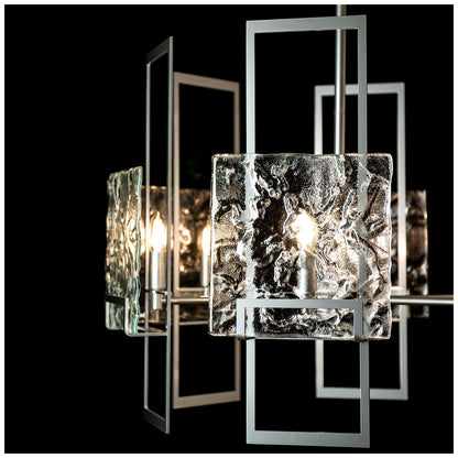 Geo 31.3" Wide 6-Light Sterling Pendant With Clear Glass Shade