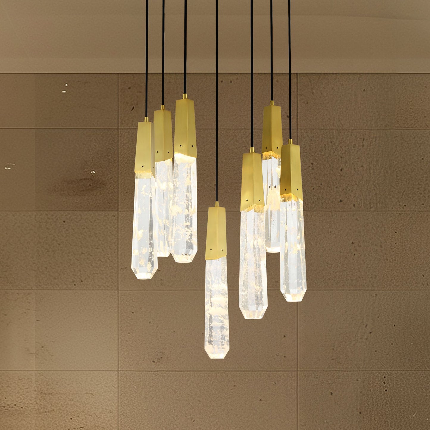 George Kovacs Drifting Droplets 7-Light 20-in Brushed Brass Pan Pendant