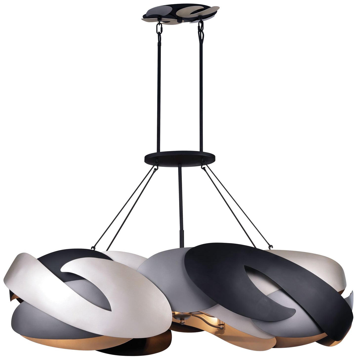 George Kovacs Metalo Misto 6-Light Black with Atlas and Island Chandelier