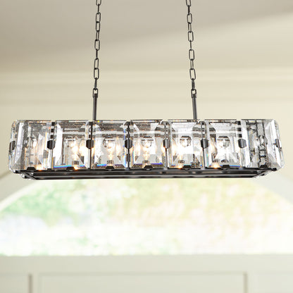 Giada 37" Wide Bronze Crystal Kitchen Island Light Pendant