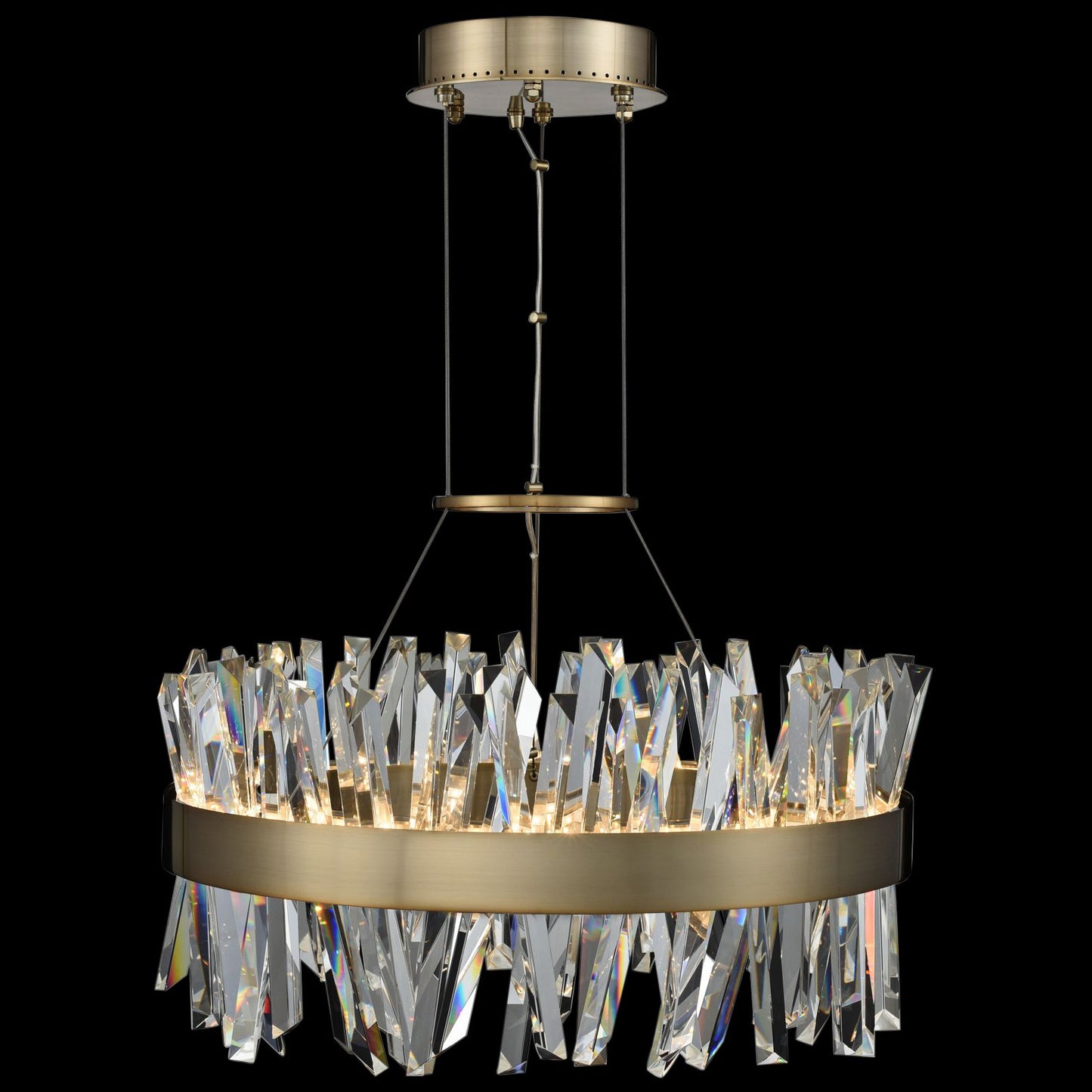 Glacier 25" Wide Champagne Gold LED Round Crystal Pendant