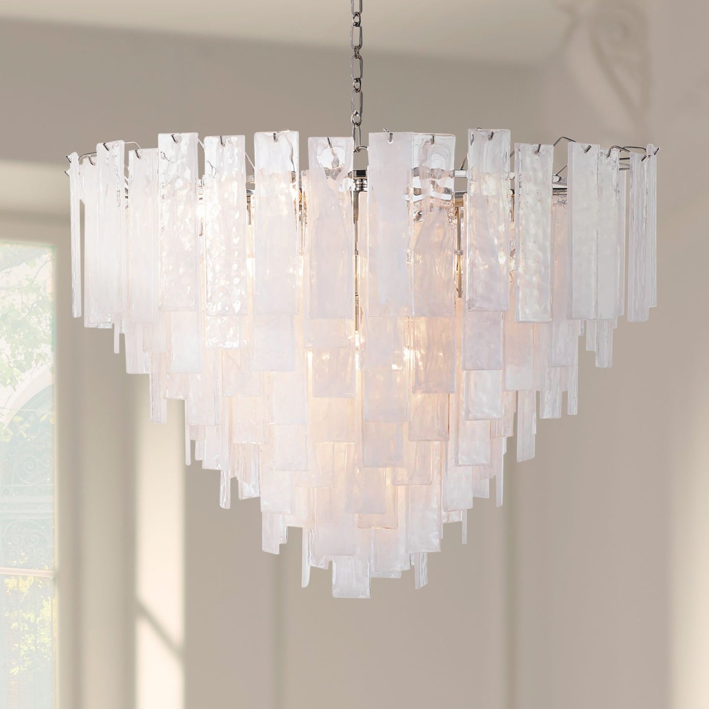 Glacier 31" Wide Nickel Glass Cascade 16-Light Chandelier