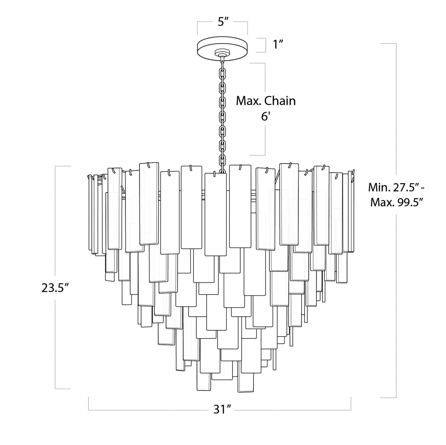 Glacier 31" Wide Nickel Glass Cascade 16-Light Chandelier