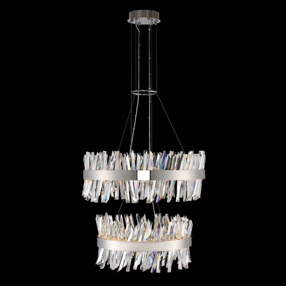 Glacier 32"W Chrome 2-Tier LED Round Crystal Pendant Light