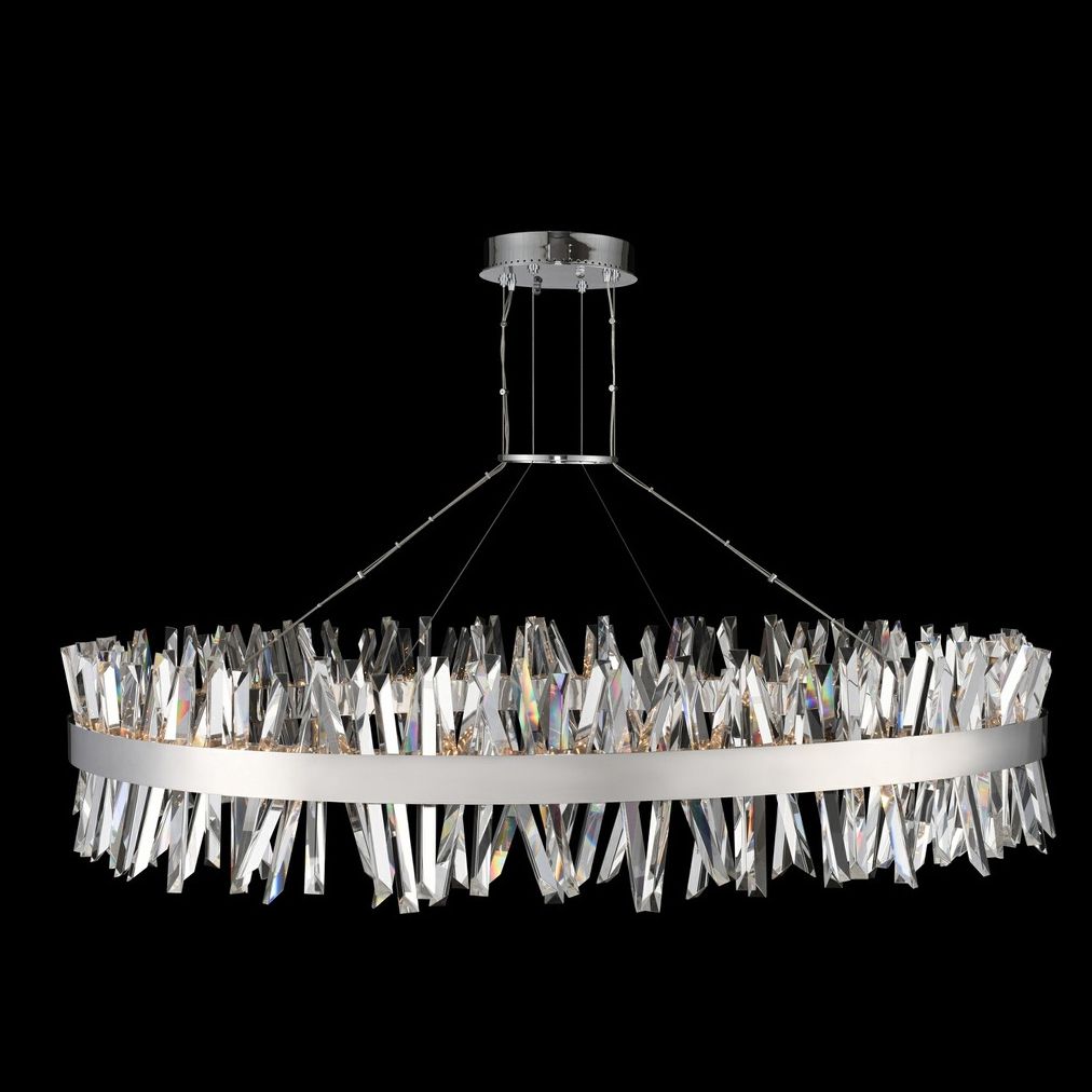 Glacier 60"W Chrome Crystal Round LED Island Pendant Light