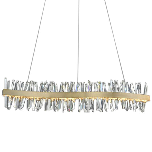 Glacier 60"W Gold LED Crystal Kitchen Island Light Pendant