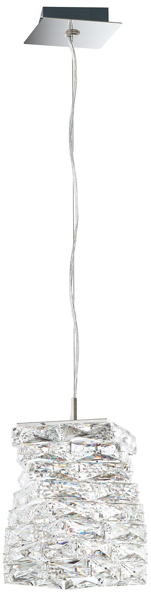 Glissando 11.5"H x 9"W 1-Light Crystal Pendant in Polished Stainl