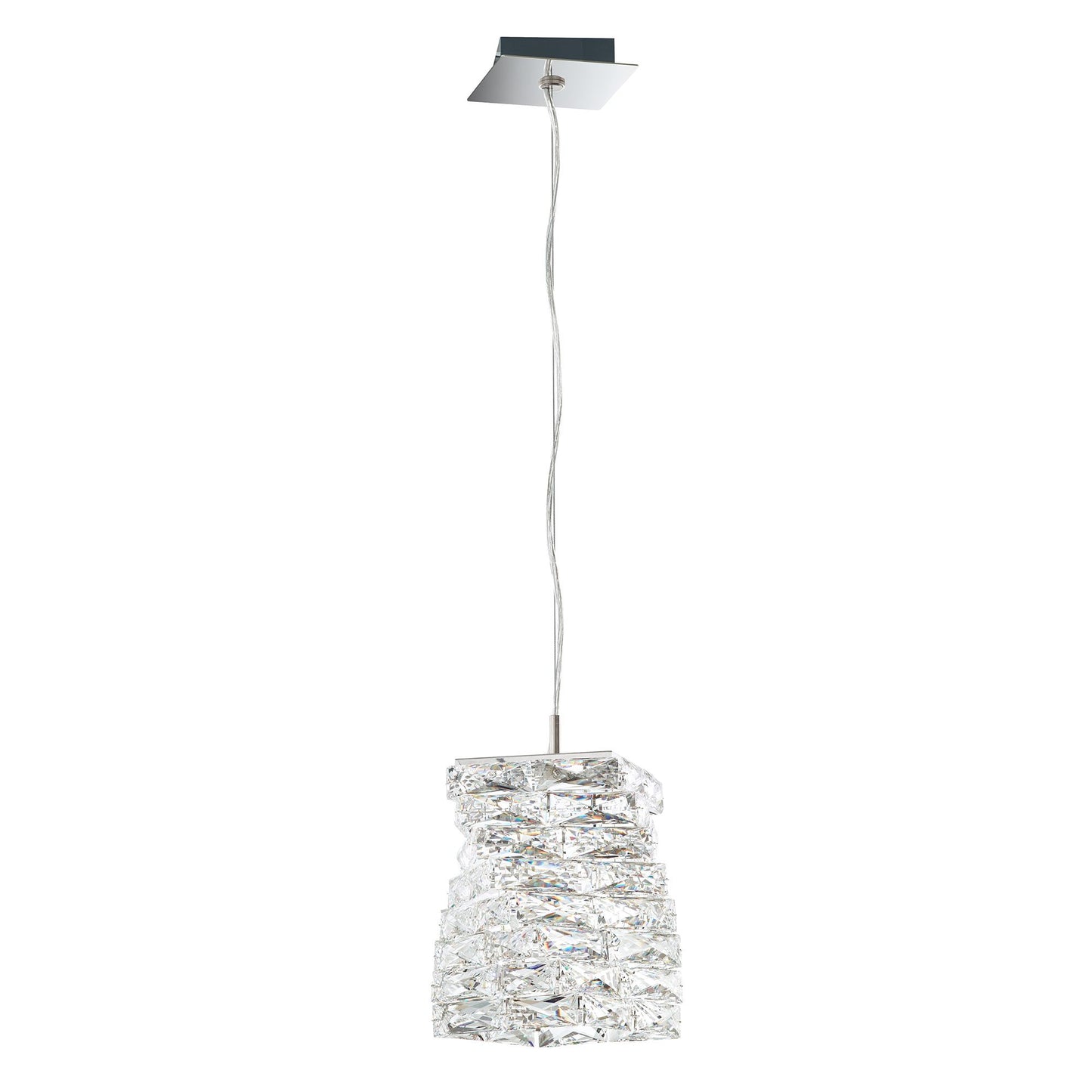 Glissando 11.5"H x 9"W 1-Light Crystal Pendant in Polished Stainl