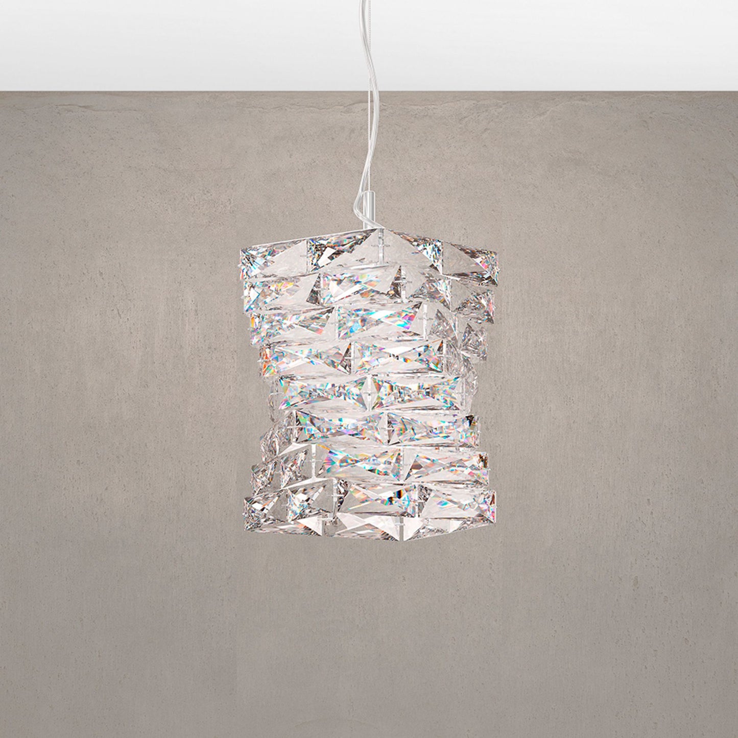 Glissando 11.5"H x 9"W 1-Light Crystal Pendant in Polished Stainl