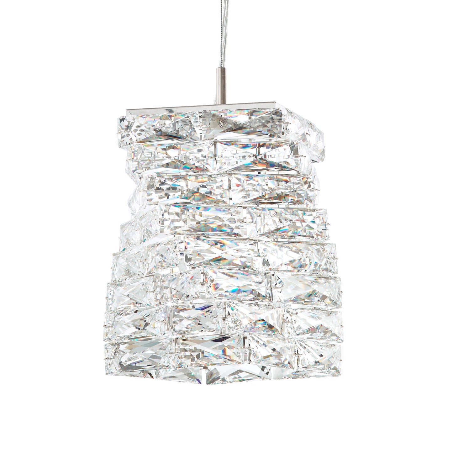 Glissando 11.5"H x 9"W 1-Light Crystal Pendant in Polished Stainl