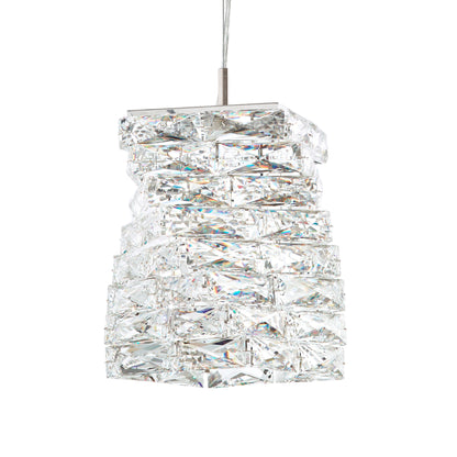 Glissando 11.5"H x 9"W 1-Light Crystal Pendant in Polished Stainl