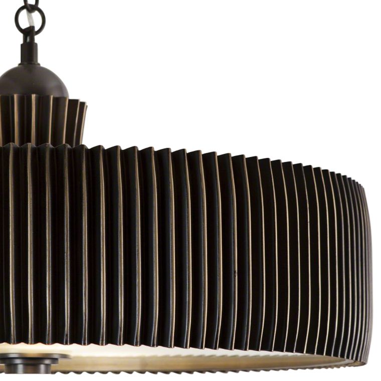 Global Views Crimp 32" Wide Bronze Drum Pendant Light