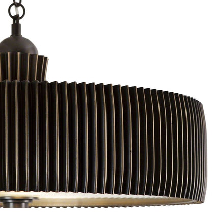 Global Views Crimp 32" Wide Bronze Drum Pendant Light