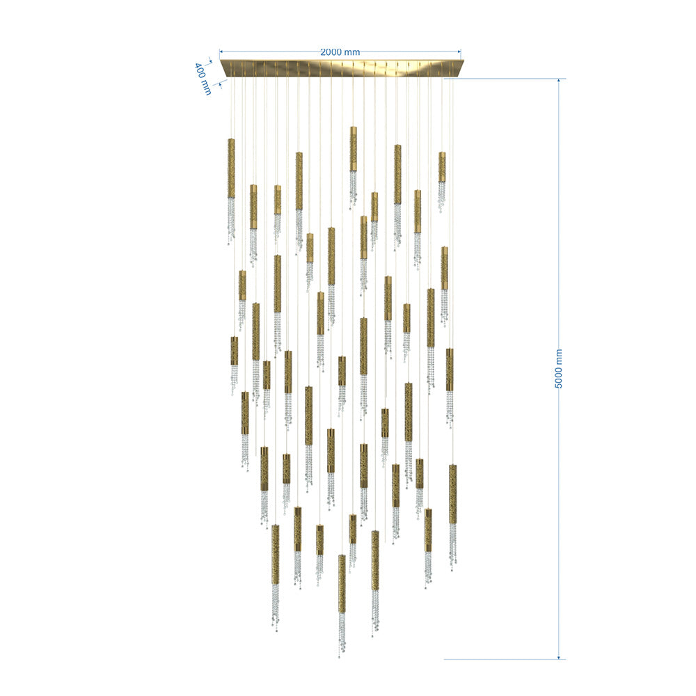 Gold Plated Contemporary Crystal Pendant Chandelier