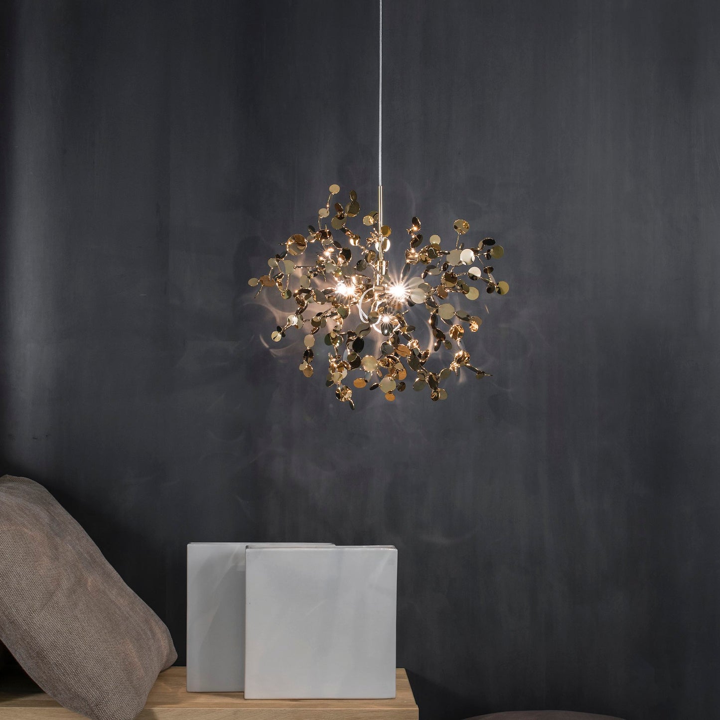 Italian Gold Plated Designer Pendant Light