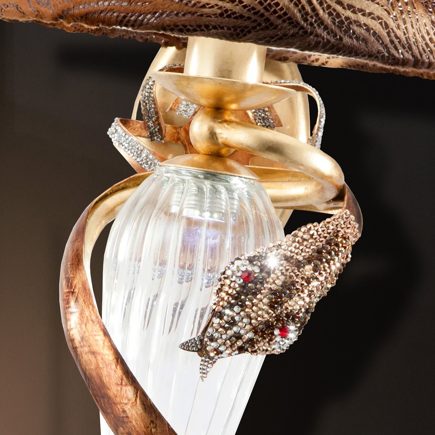 Gold Crystal Curved Wall Light