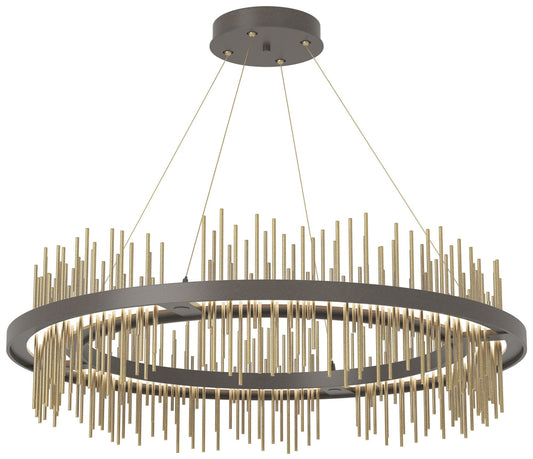 Gossamer Circular LED Pendant - Dark Smoke - Modern Brass