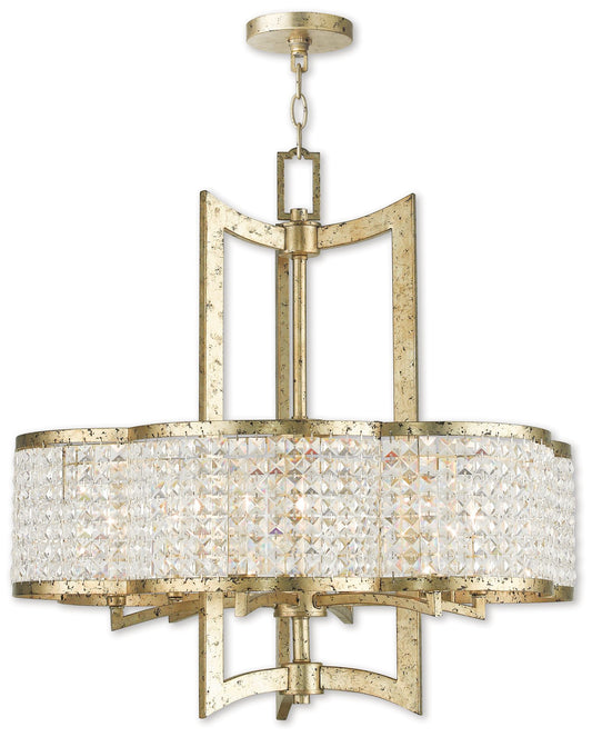 Grammercy 6 Light Hand Applied Winter Gold Chandelier