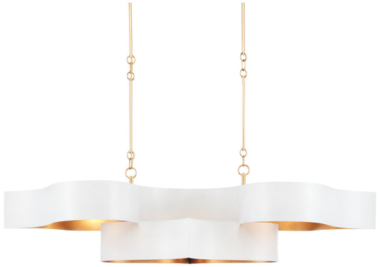 Grand Lotus White Oval Chandelier