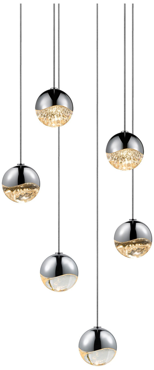 Grapes 10.5" Wide 6-Light Polished Chrome LED Pendant