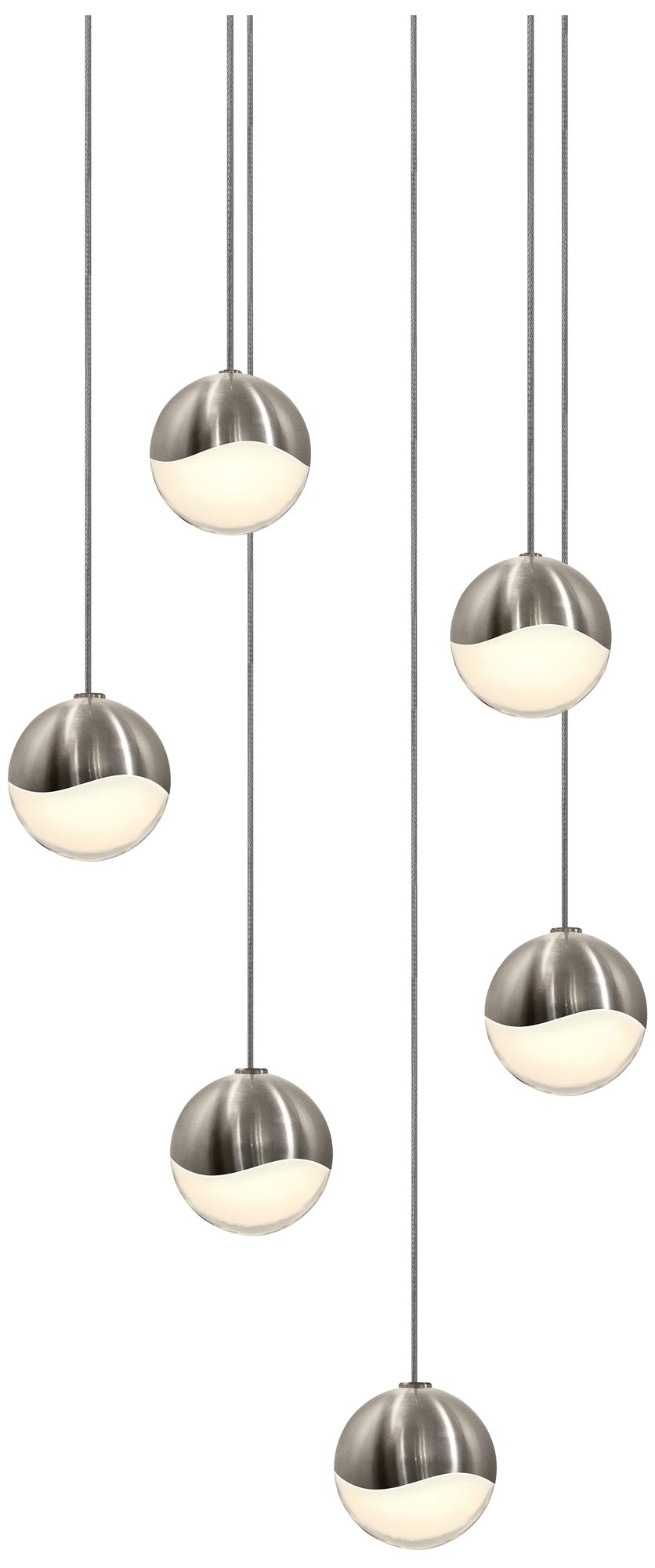 Grapes 10.5" Wide 6-Light Satin Nickel LED Pendant