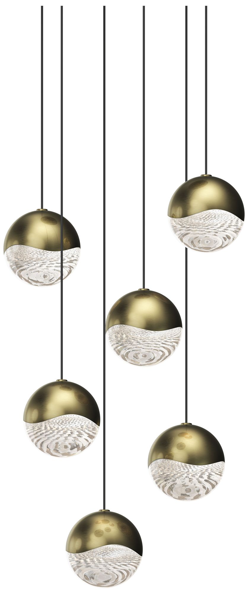 Grapes 11.25" Wide Round 6-Light Brass LED Pendant