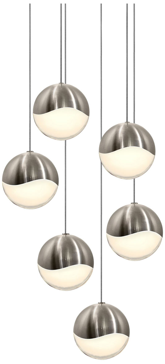 Grapes 11.75" Wide 6-Light Satin Nickel LED Pendant