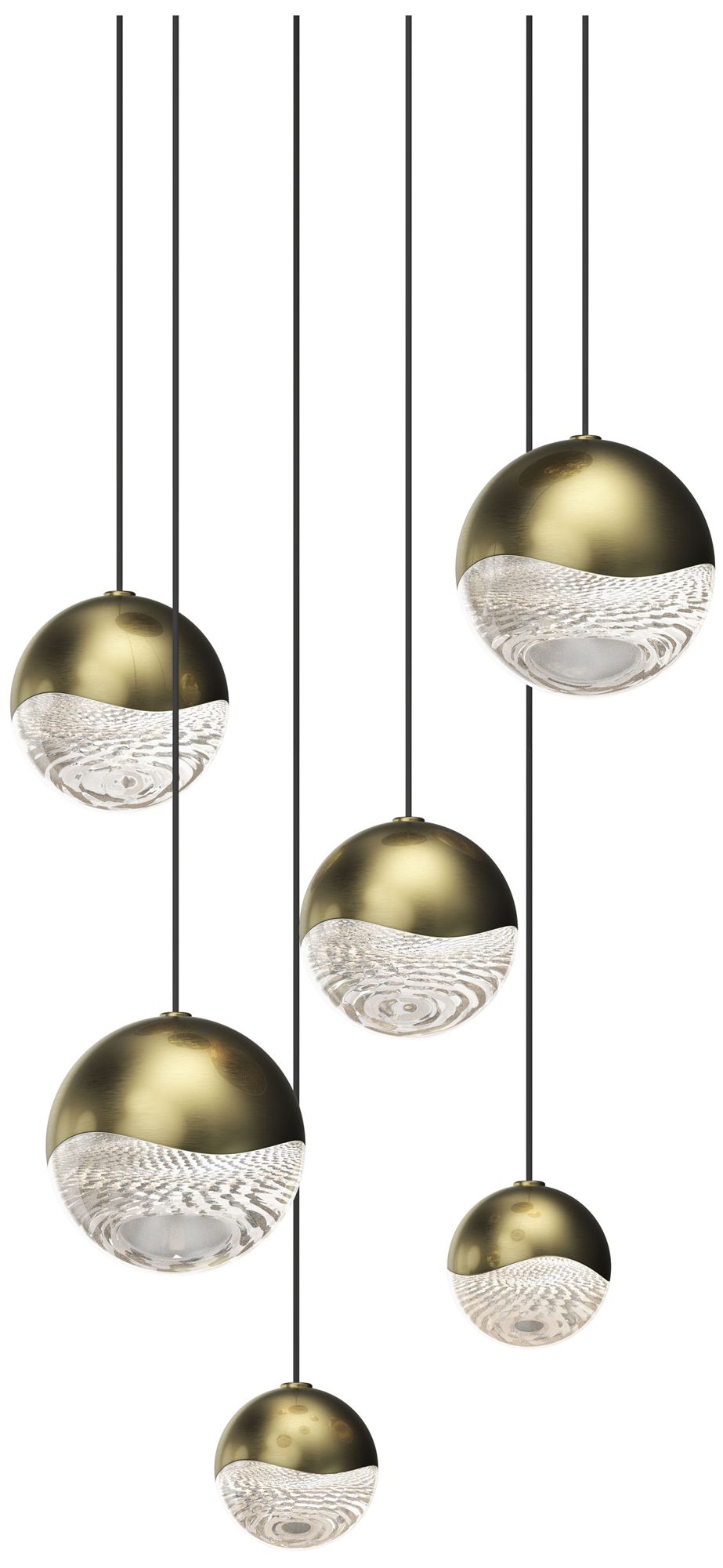 Grapes 11.75" Wide Round 6-Light Brass LED Pendant