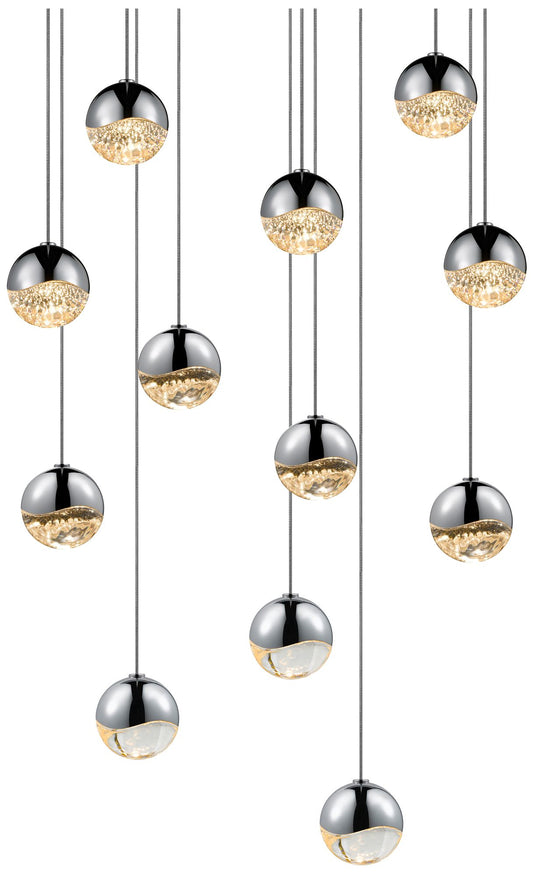 Grapes 15.5" Wide 12-Light Polished Chrome LED Pendant