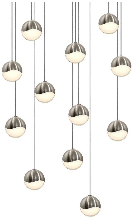 Grapes 15.5" Wide 12-Light Satin Nickel LED Pendant