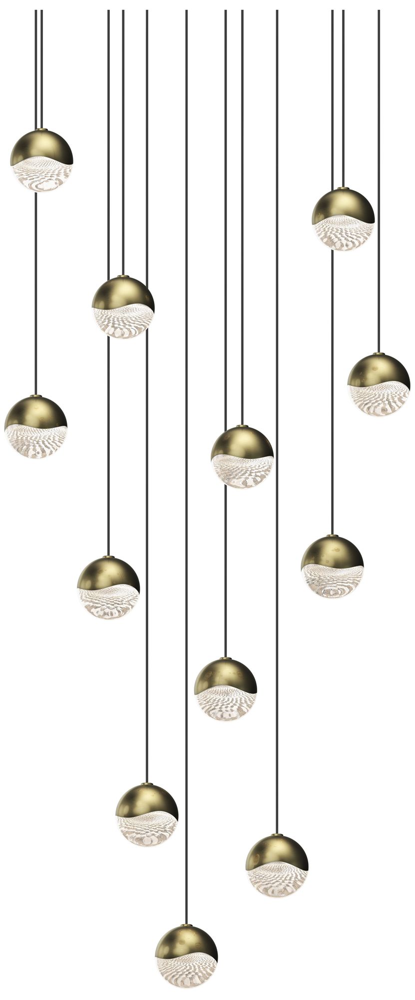 Grapes 15.5" Wide Round 12-Light Brass LED Pendant